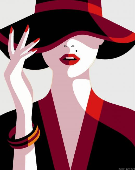 Illustration Lady In Hat Painting By Numberss.png
