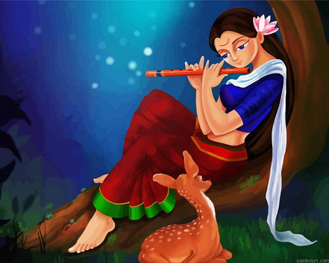 Indian Flute Player Painting By Numberss.png