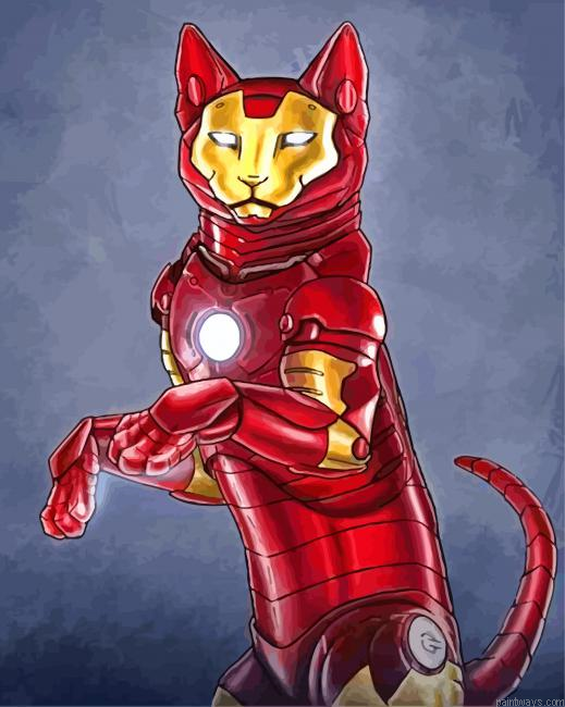 Iron Super Cat Painting By Numberss.png
