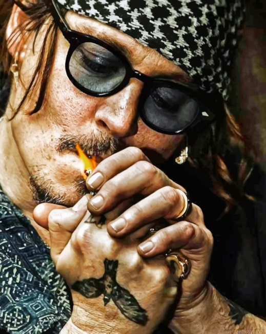 Johnny Deep With Cigarette Actors Painting By Numberss.png