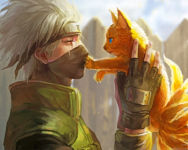 Kakashi Carrying A Cat New Painting By Numbers.png