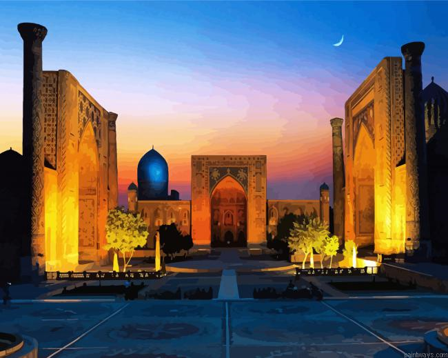 Kalan Mosque At Night Painting By Numberss.png