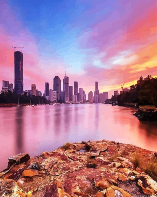 Kangaroo Point View At Sunset Painting By Numberss.png