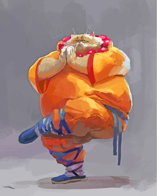 Karate Fat Cat Painting By Numberss.png