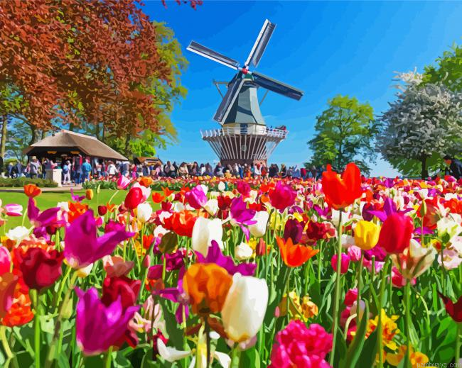Keukenhof Garden Landscape Painting By Numberss.png