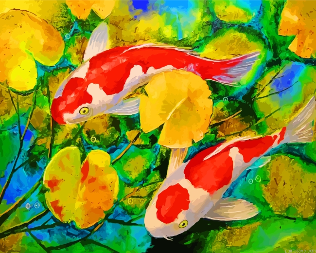 Koi Fish In Pond Painting By Numbers.png