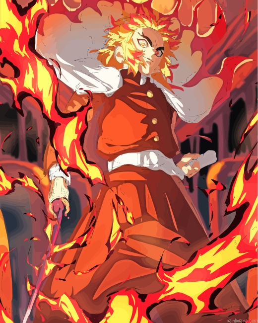 Kyojuro Rengoku Fire Painting By Numberss.png