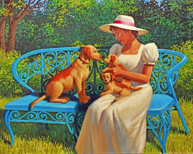 Lady And Pets Painting By Numbers.png