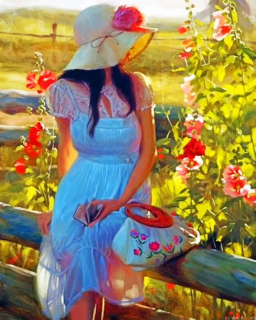 Lady In Garden Painting By Numberss.png