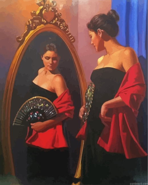Lady In The Mirror Painting By Numberss.png