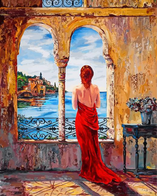 Lady Looking Out Of Window Painting By Numbers.png
