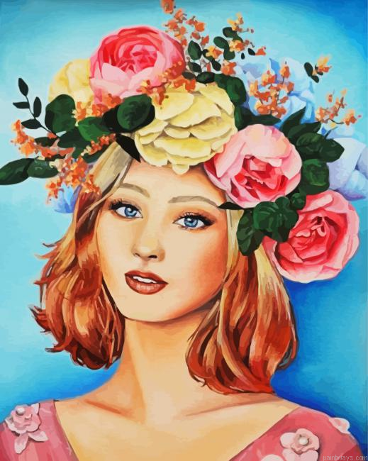 Lady With Flower Crown Painting By Numberss.png