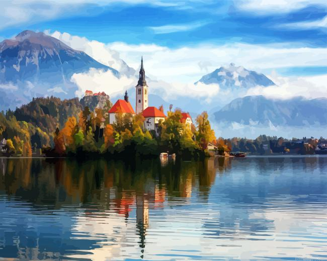 Lake Bled In Fall Painting By Numberss.png