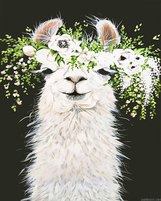 Lama With Flowers New Painting By Numbers.png