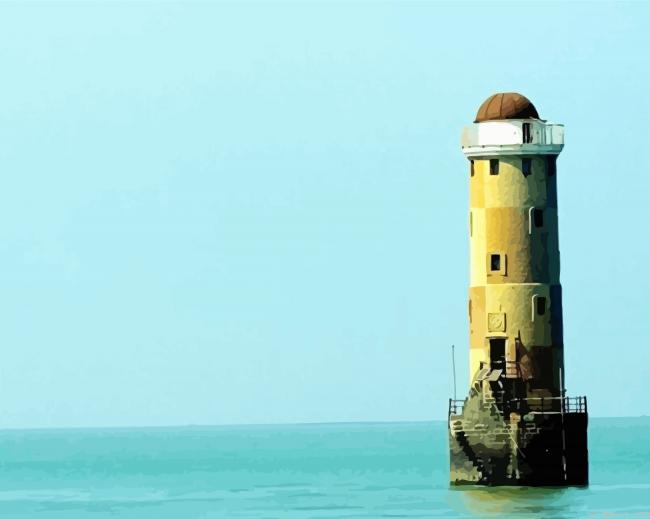 Lighthouse Building In Sea Painting By Numberss.png