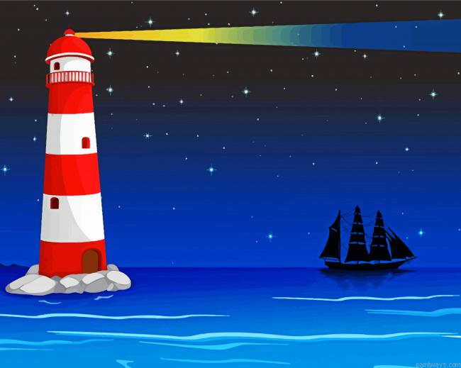 Lighthouse In Sea Painting By Numberss.png