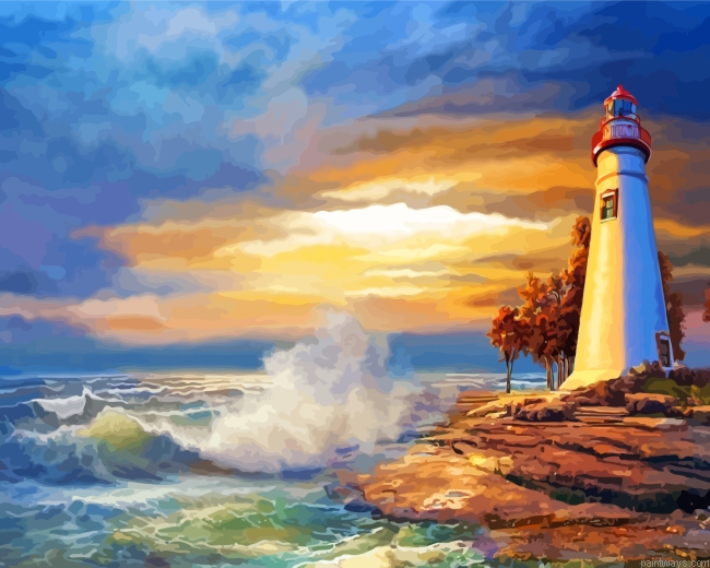 Lighthouse Ocean Waves Painting By Numbers.png