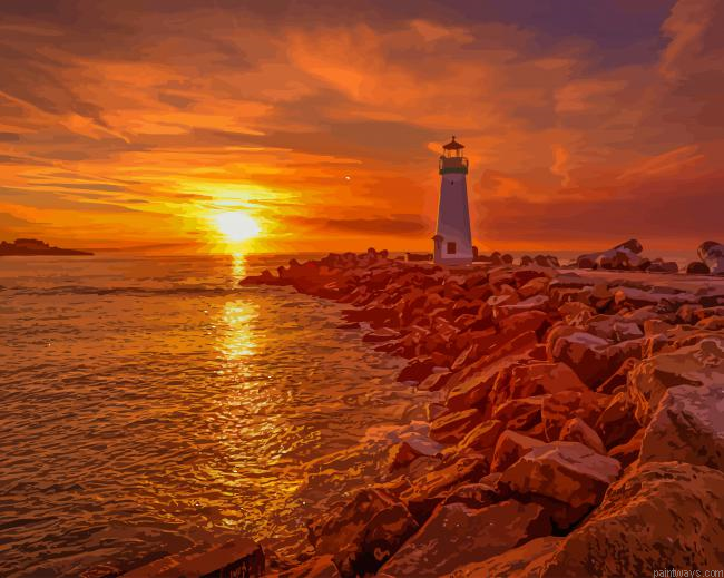 Lighthouse Sunset View New Painting By Numberss.png