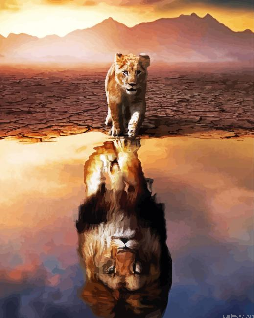 Lion Cub Reflection Painting By Numberss.png