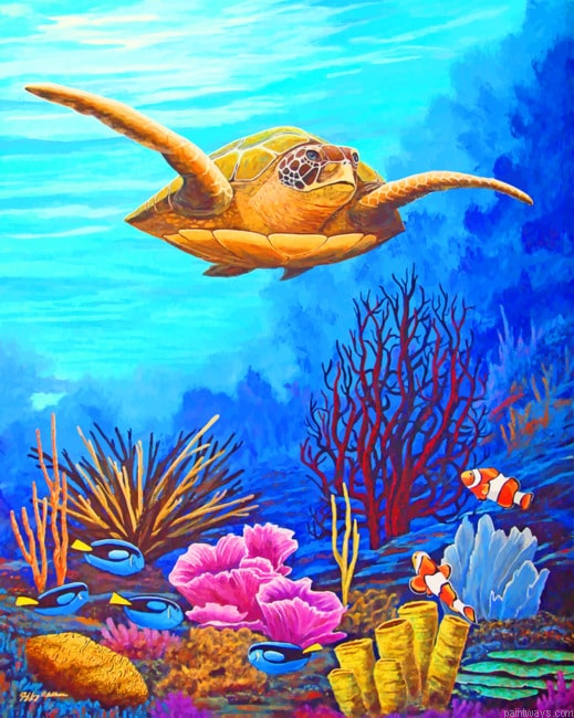 Loggerhead Sea Turtle Reptiles Painting By Numberss.png