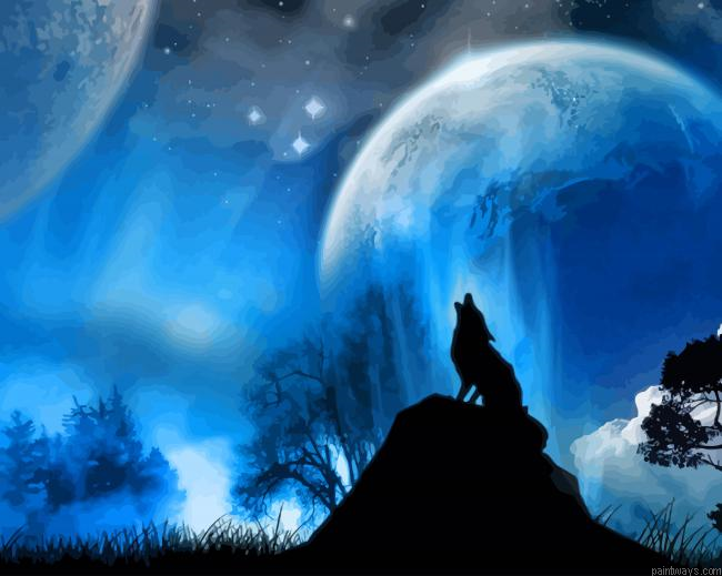 Lone Wolf Howling New Painting By Numberss.png