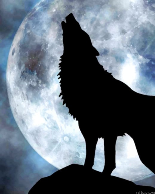 Lone Wolf Howling To The Moon New Painting By Numberss.png