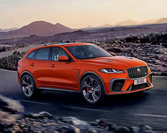 Luxury Orange Jaguar Car Painting By Numberss.png