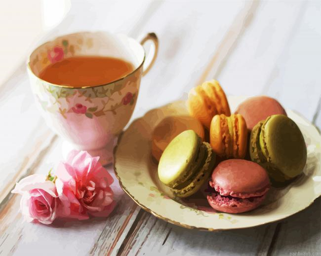 Macarons And Tea Painting By Numberss.png