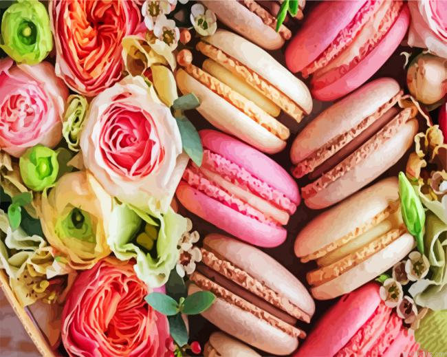 Macaroons And Flowers Painting By Numberss.png