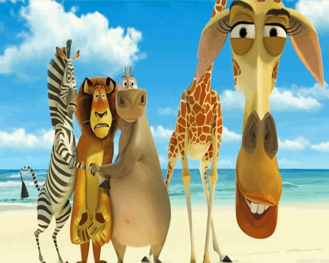Madagascar Animation In Beach Painting By Numbers.png