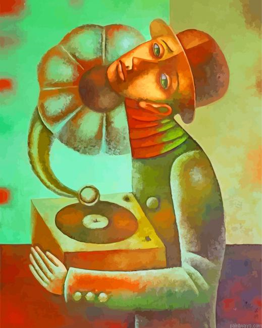 Man Carrying Gramophone Painting By Numberss.png