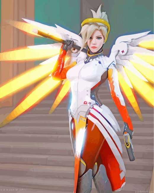Mercy Character Overwatch Painting By Numberss.png