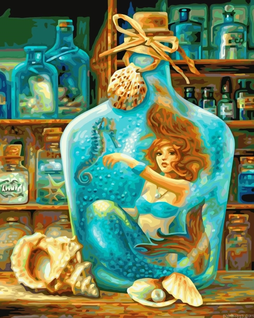 Mermaid In Bottle Painting By Numbers.png