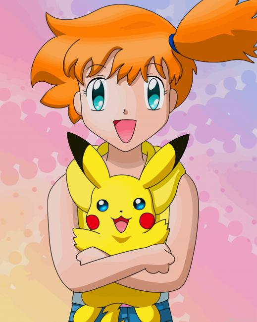 Misty With Pikachu New Painting By Numberss.png