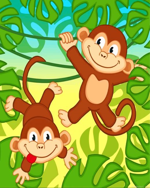 Monkeys Jumping On Trees Painting By Numberss.png