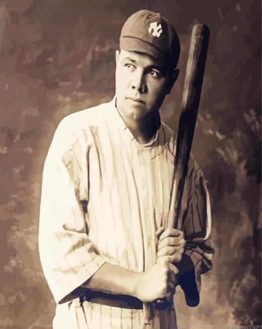 Monochrome Babe Ruth Painting By Numberss.png