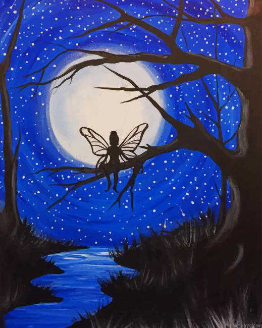 Moonlight Fairy Silhouette New Painting By Numberss.png