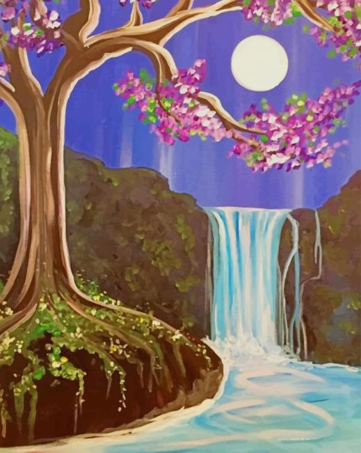 Moonlight Waterfall New Painting By Numberss.png