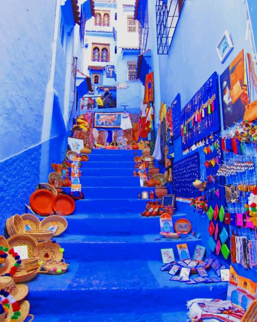 Moroccan Blue City New Painting By Numberss.png