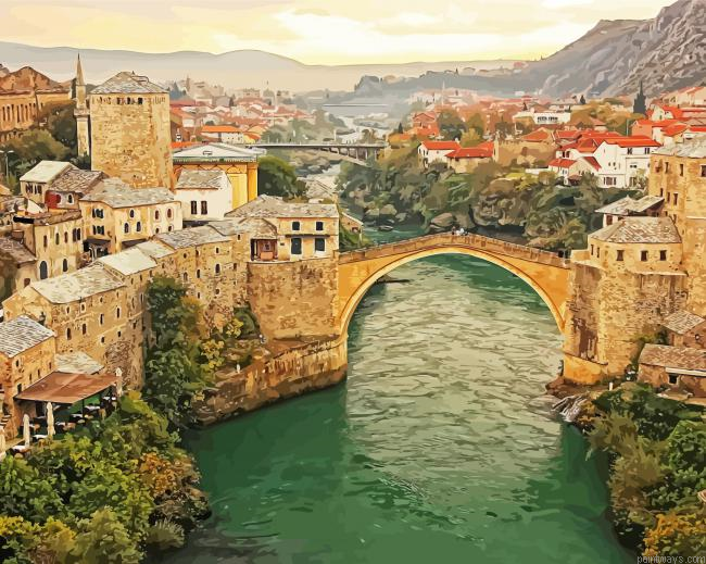 Mostar Old Bridge Painting By Numberss.png