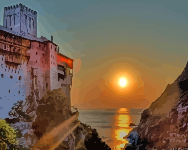Mount Athos At Sunset Painting By Numberss.png