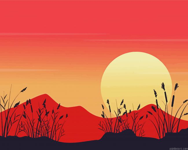 Mountain Landscape Silhouette Painting By Numberss.png