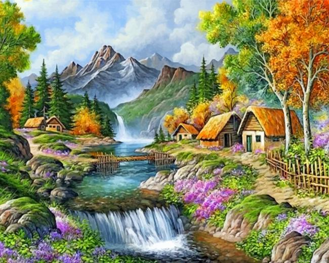 Mountain Waterfall Painting By Numbers.png