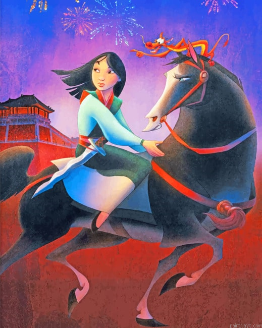 Mulan Princess On Horse Animations Painting By Numberss.png