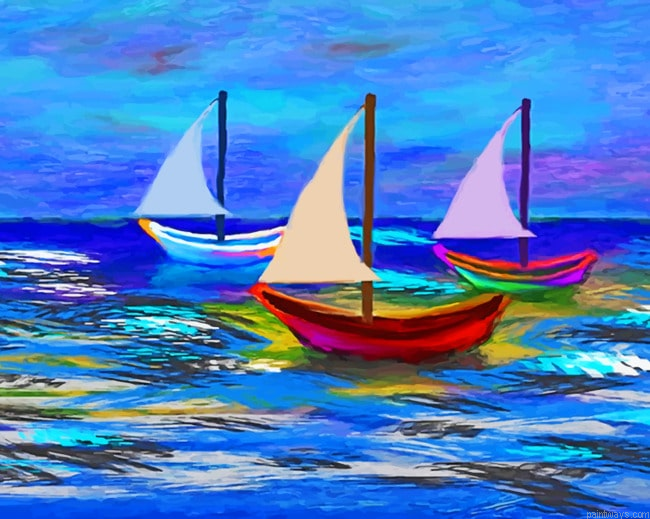 Multi Colored Boats New Painting By Numberss.png