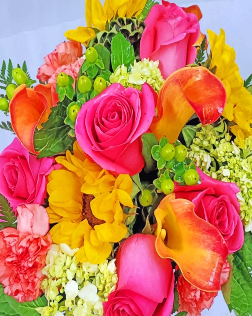 Multicolored Flowers Painting By Numberss.png