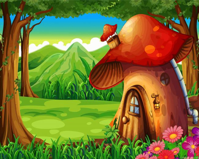 Mushroom House Illustration Painting By Numbers.png