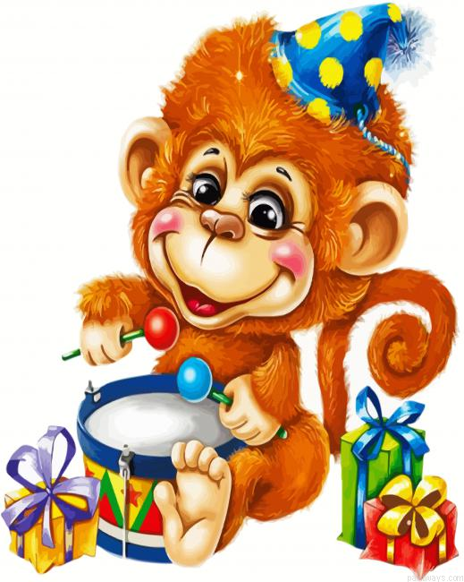 Musician Monkey Painting By Numberss.png