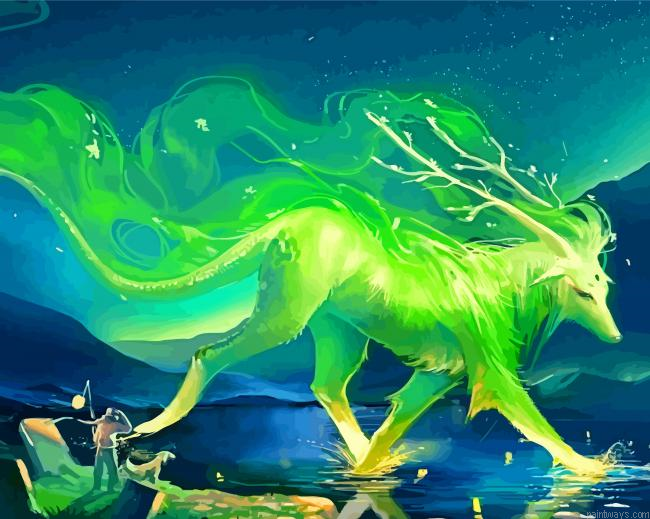 Mythical Green Creature Painting By Numberss.png