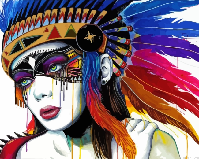 Native American Lady Painting By Numbers.png